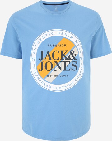 Jack & Jones Plus Μπλουζάκι 'LOOF' σε μπλε: μπροστά