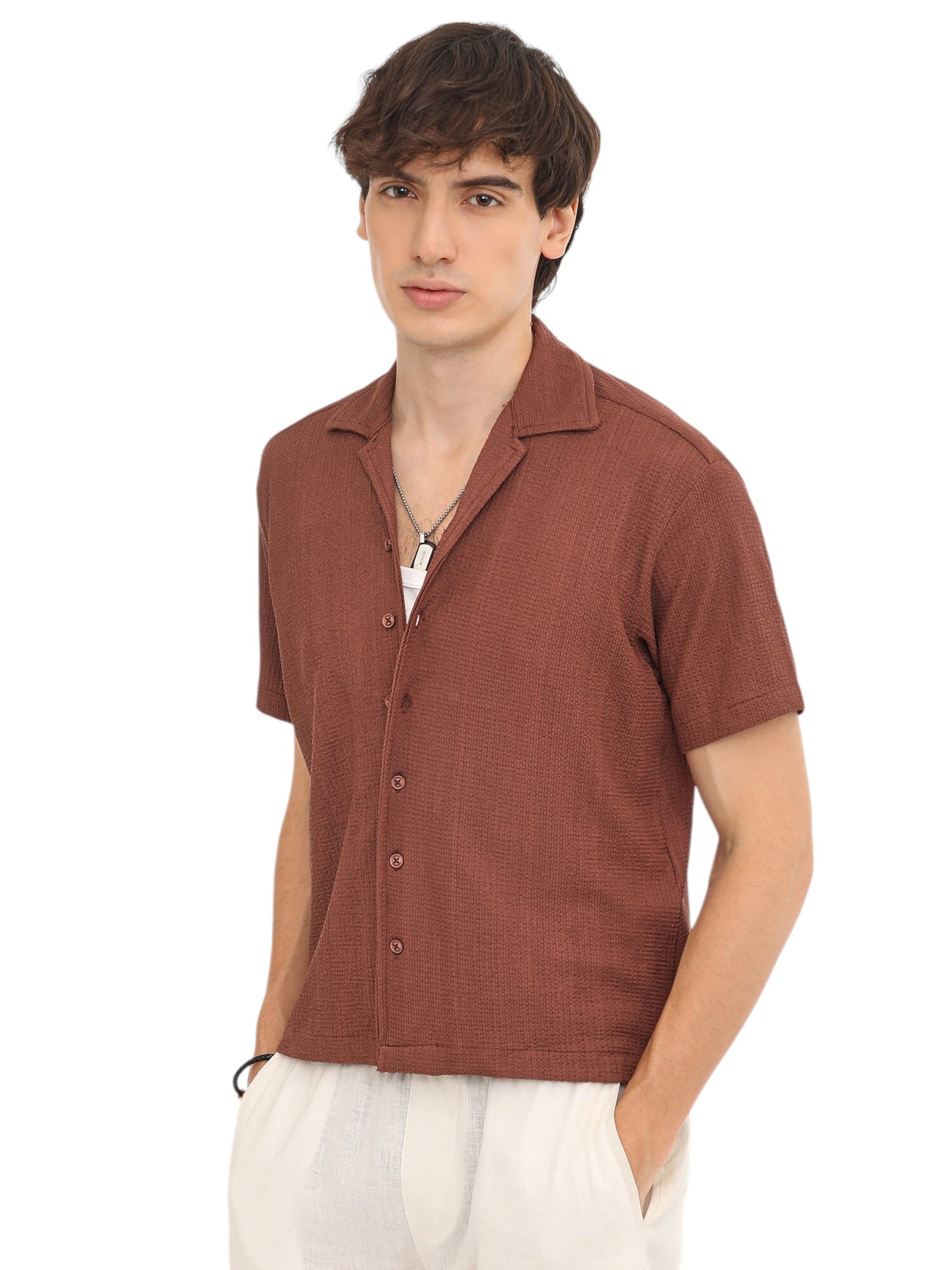 Campus Sutra Comfort Fit Košeľa 'Tanzi' - Hnedá