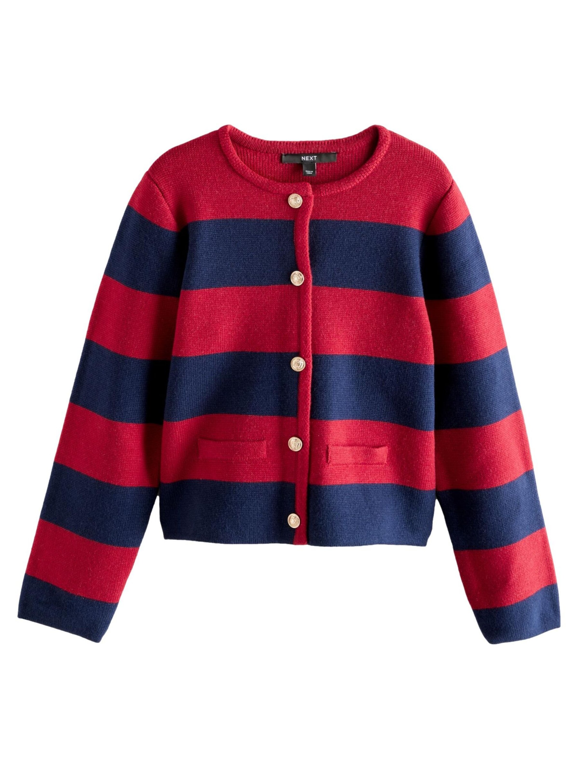 Next Πλεκτή ζακέτα σε ναυτικό μπλε / ροδοκόκκινο, Άποψη προϊόντος