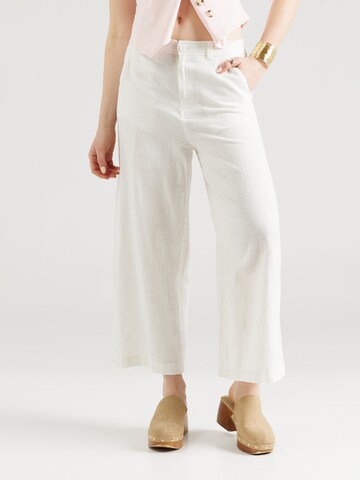 QS Wide leg Broek in Wit: voorkant