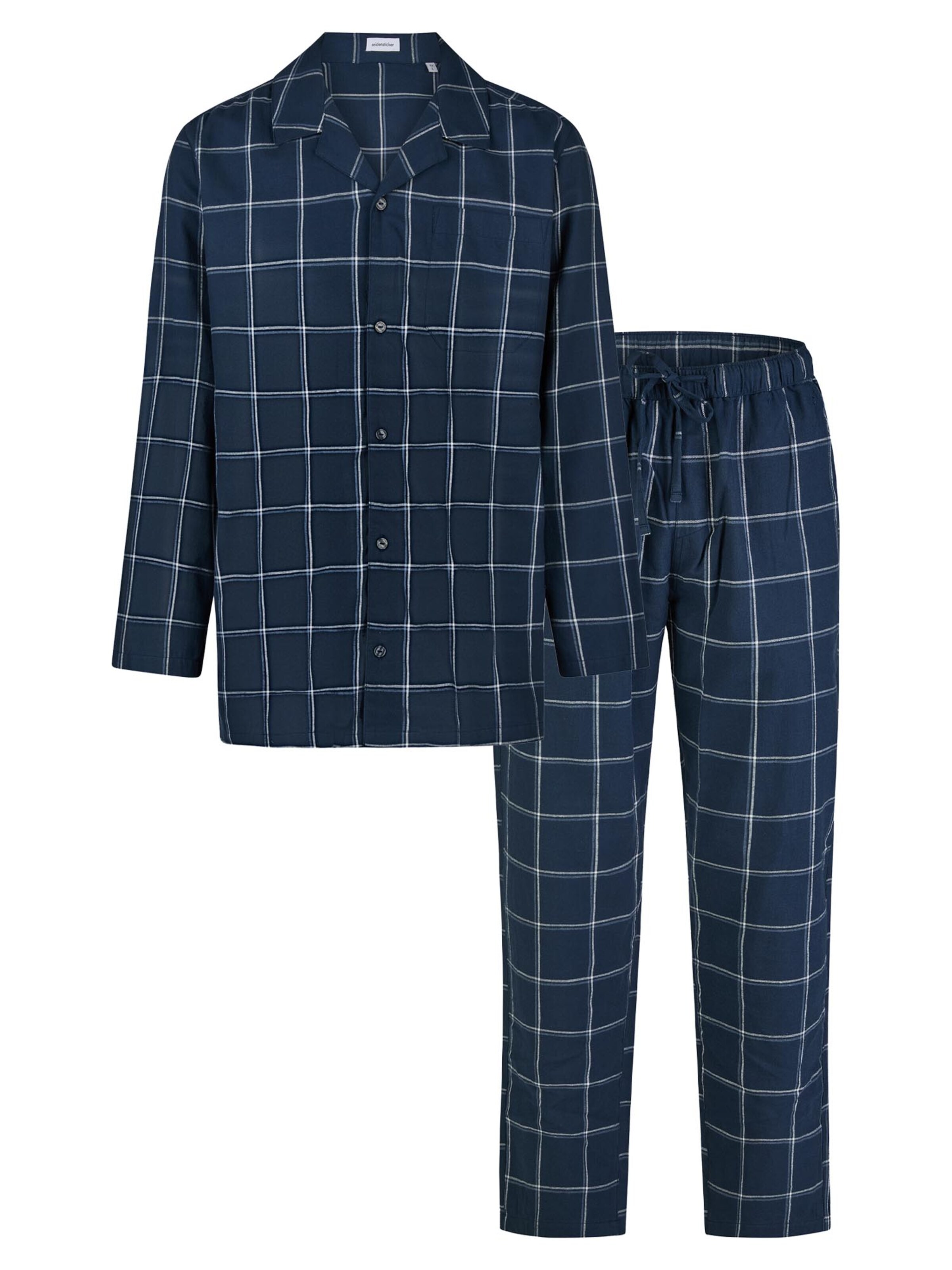 SEIDENSTICKER Long Pajamas 'Classic Flannel' in Blue: front