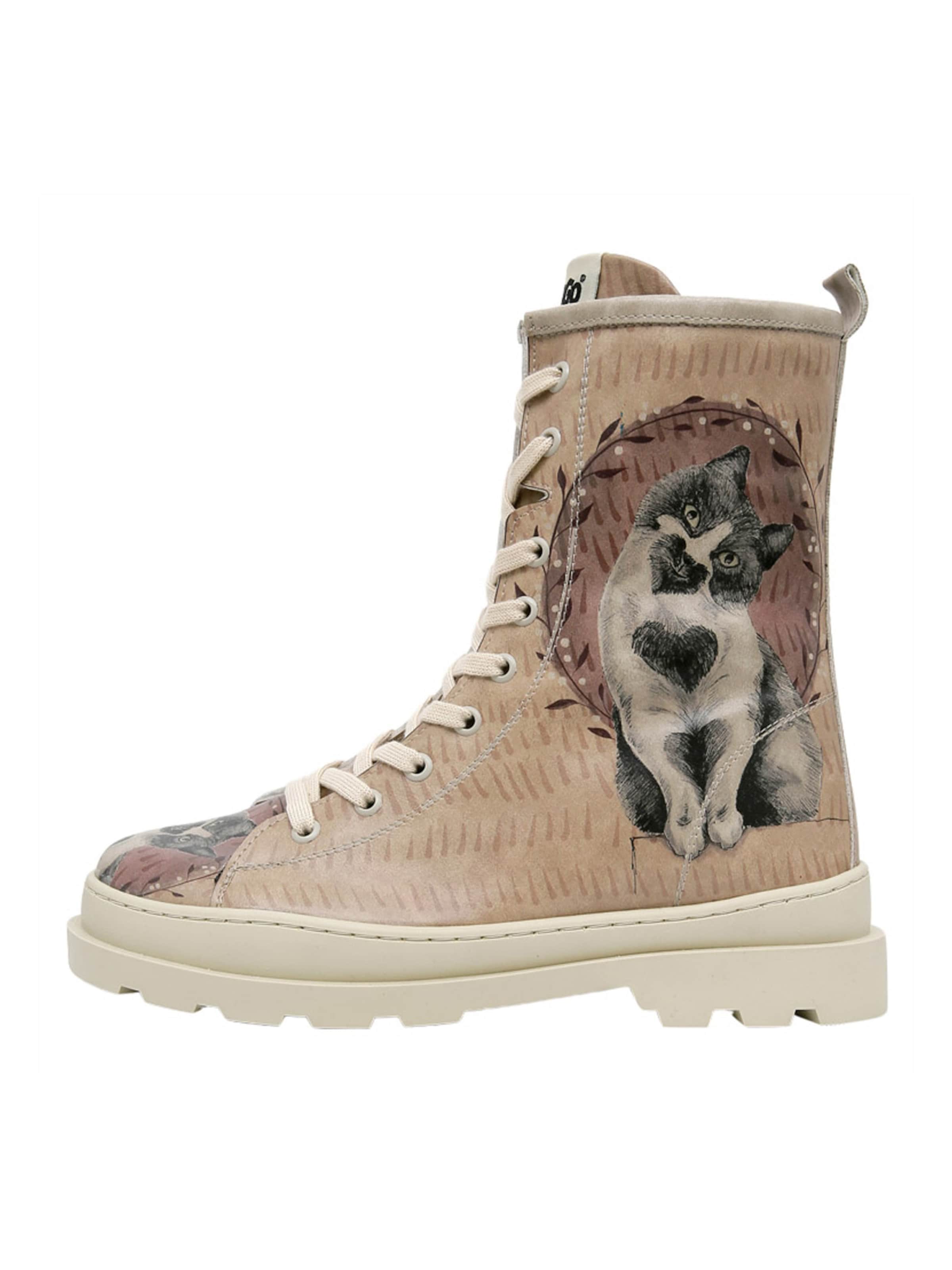 DOGO Schnürstiefel 'DOGO Gisele - Heart Cat'‌‌ in Braun: Vorderseite