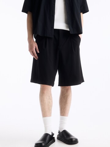 Pull&Bear Wide Leg Shorts in Schwarz: predná strana