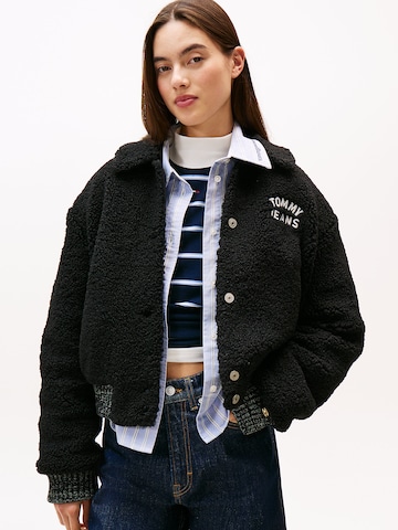 Tommy Jeans Fleece jacket in Black: front