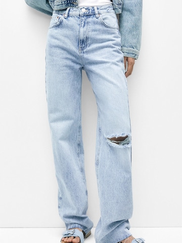 Wide Leg Jean Pull&Bear en bleu