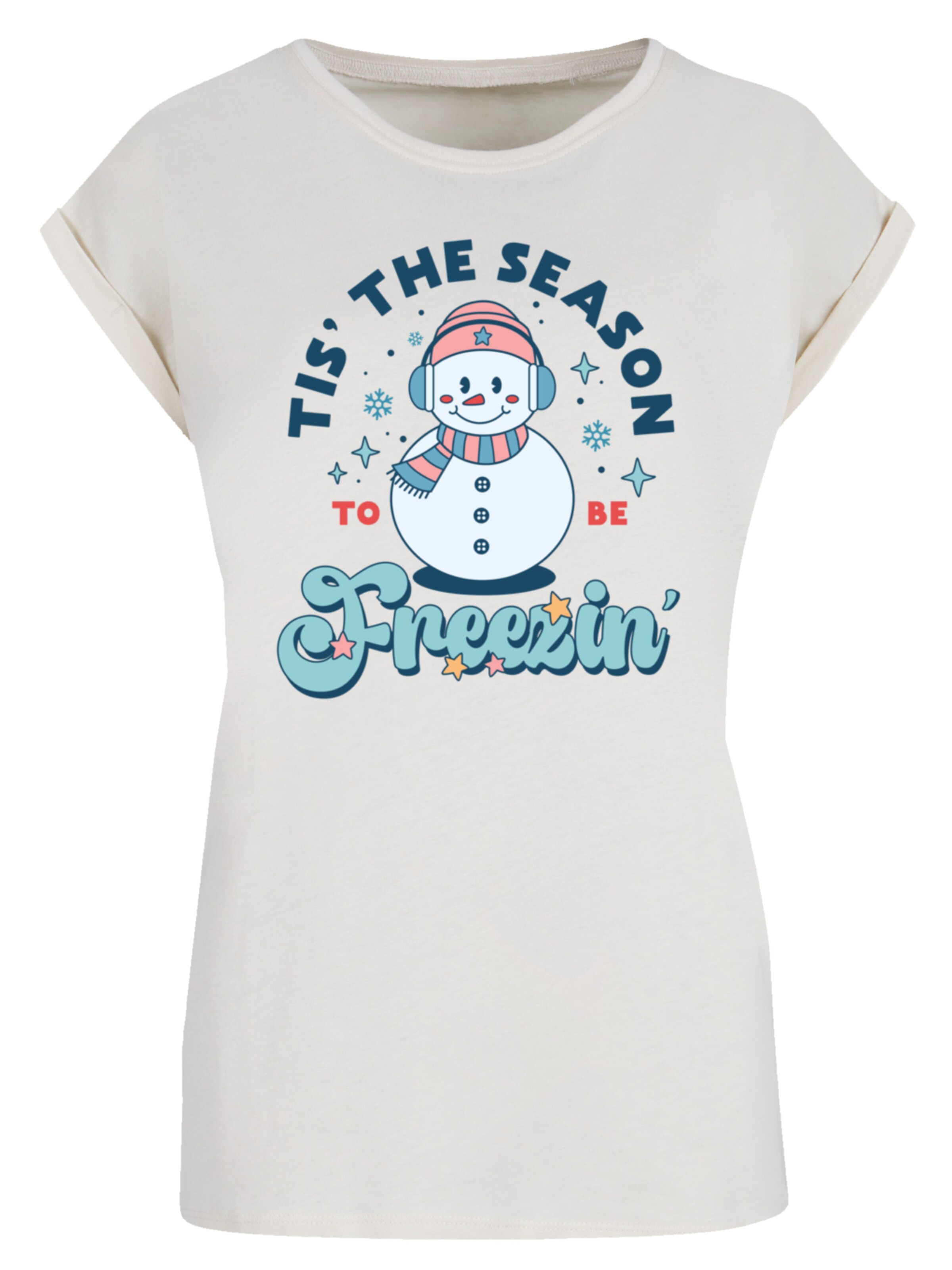 T-shirt 'Tis The Season to Be Freezin' F4NT4STIC en beige : devant