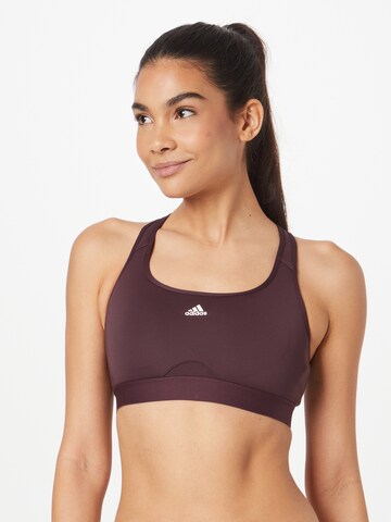 ADIDAS PERFORMANCE Bustier Urheilurintaliivit 'Powerreact Medium-Support' värissä ruskea: edessä