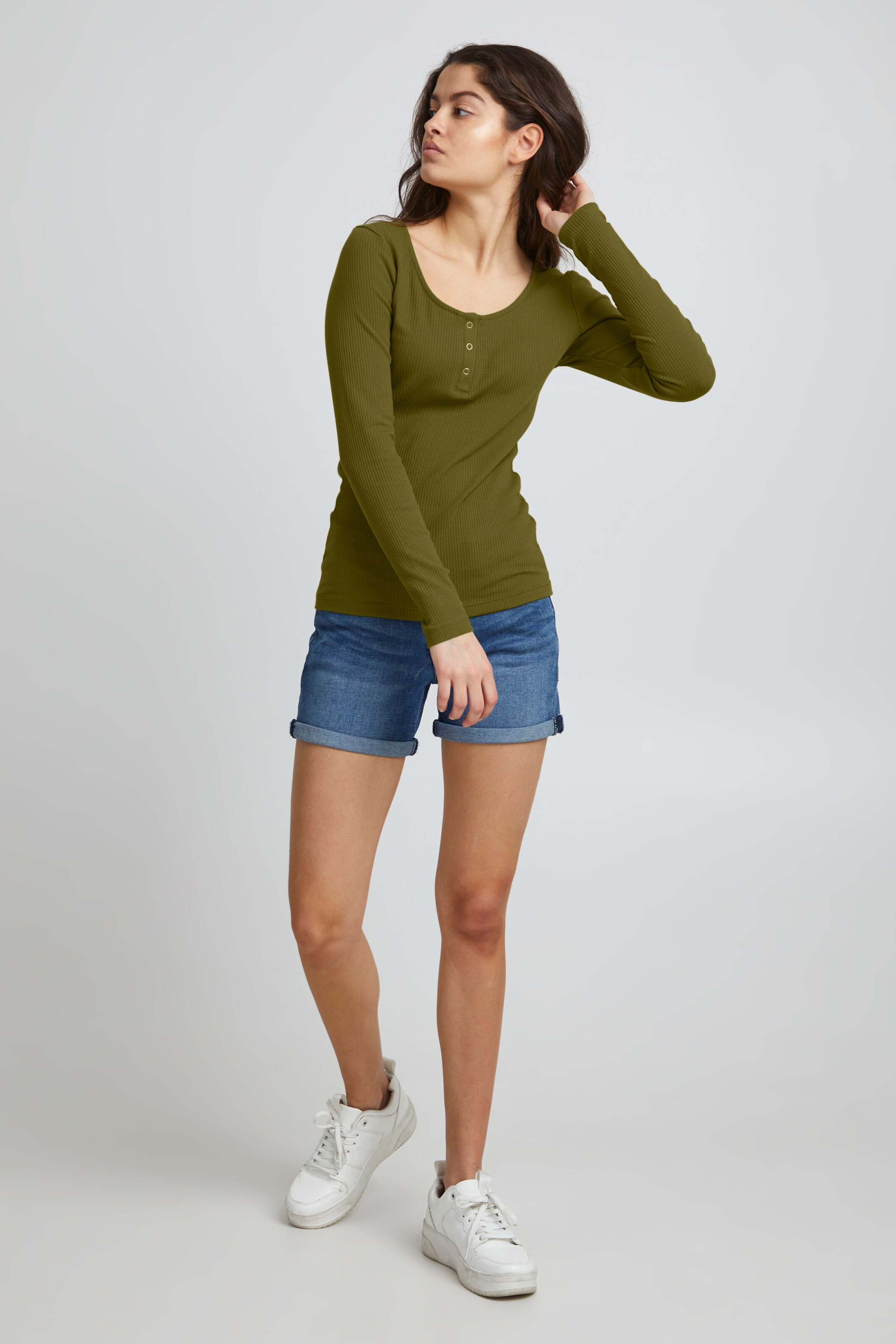 Frauen Große Größen ICHI Sweatshirt IHSUPER LS in Dunkelgrün - QD85761 Frauen Große Größen ICHI Sweatshirt IHSUPER LS in Dunkelgrün - QD85761