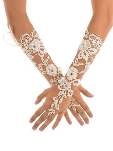 Tomshop24-7 Fingerless Gloves 'Floris' in White: front