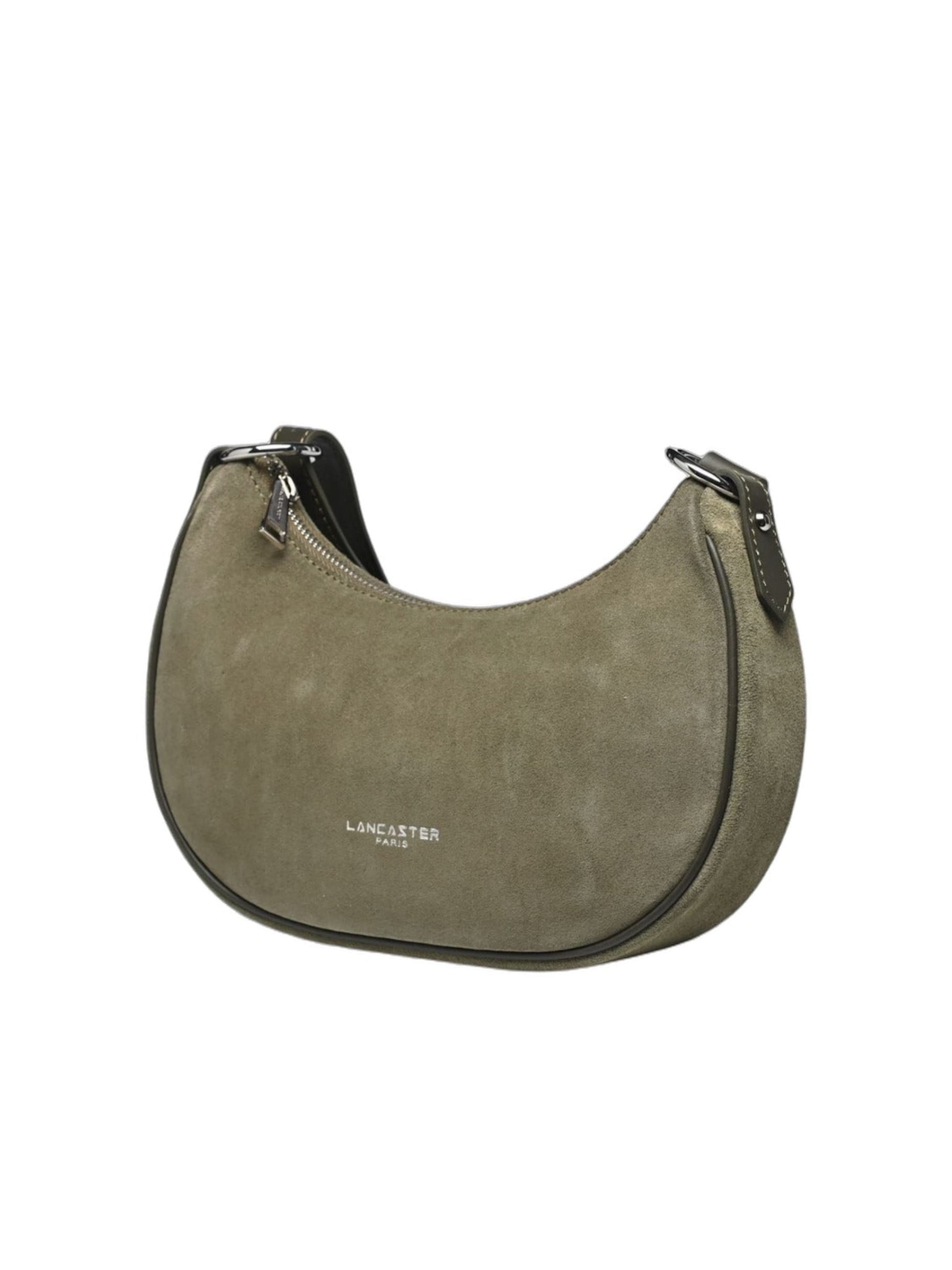 LANCASTER Paris - Bolso de hombro 'Lancaster Sac besace Zippé S Suède Kaki Foncé' en marrón