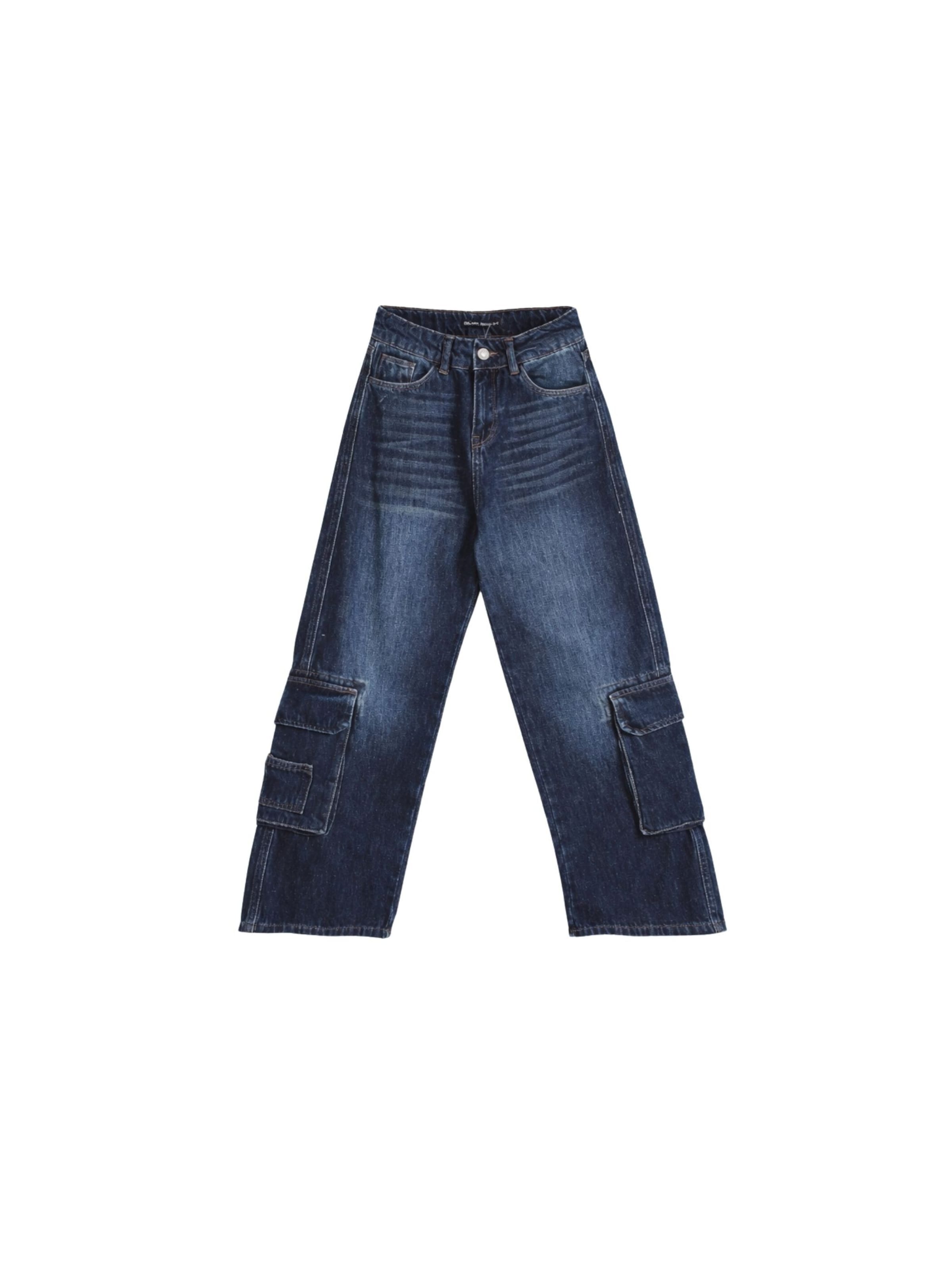 Solang Hose Cargo-Look lässig mit Seitentaschen in Blau: Vorderseite