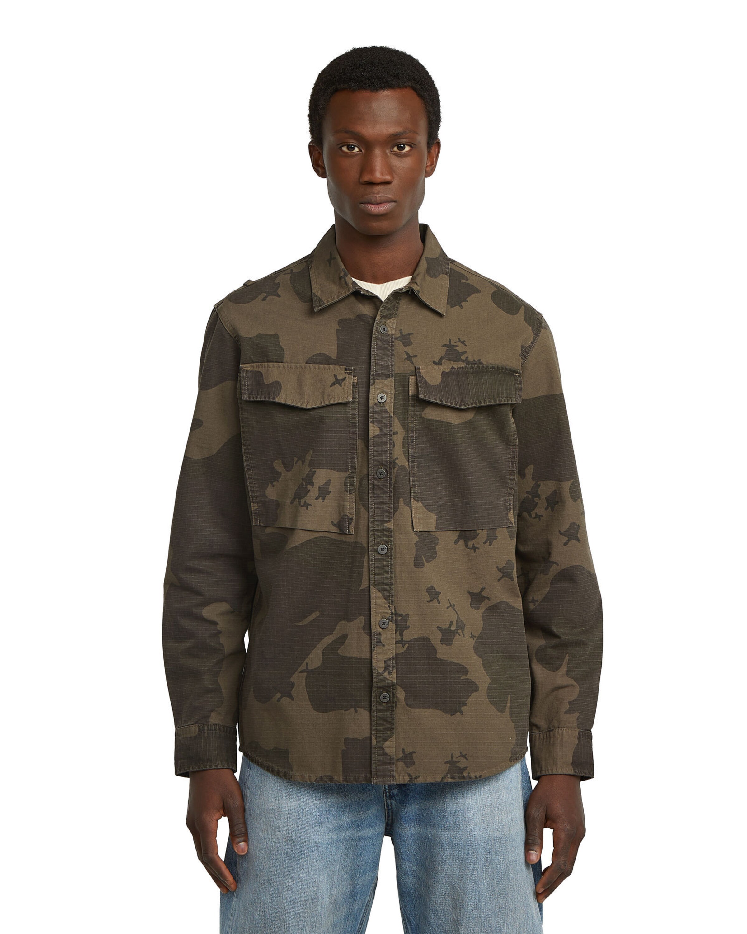 G-STAR Regular fit Button Up Shirt in Green: front