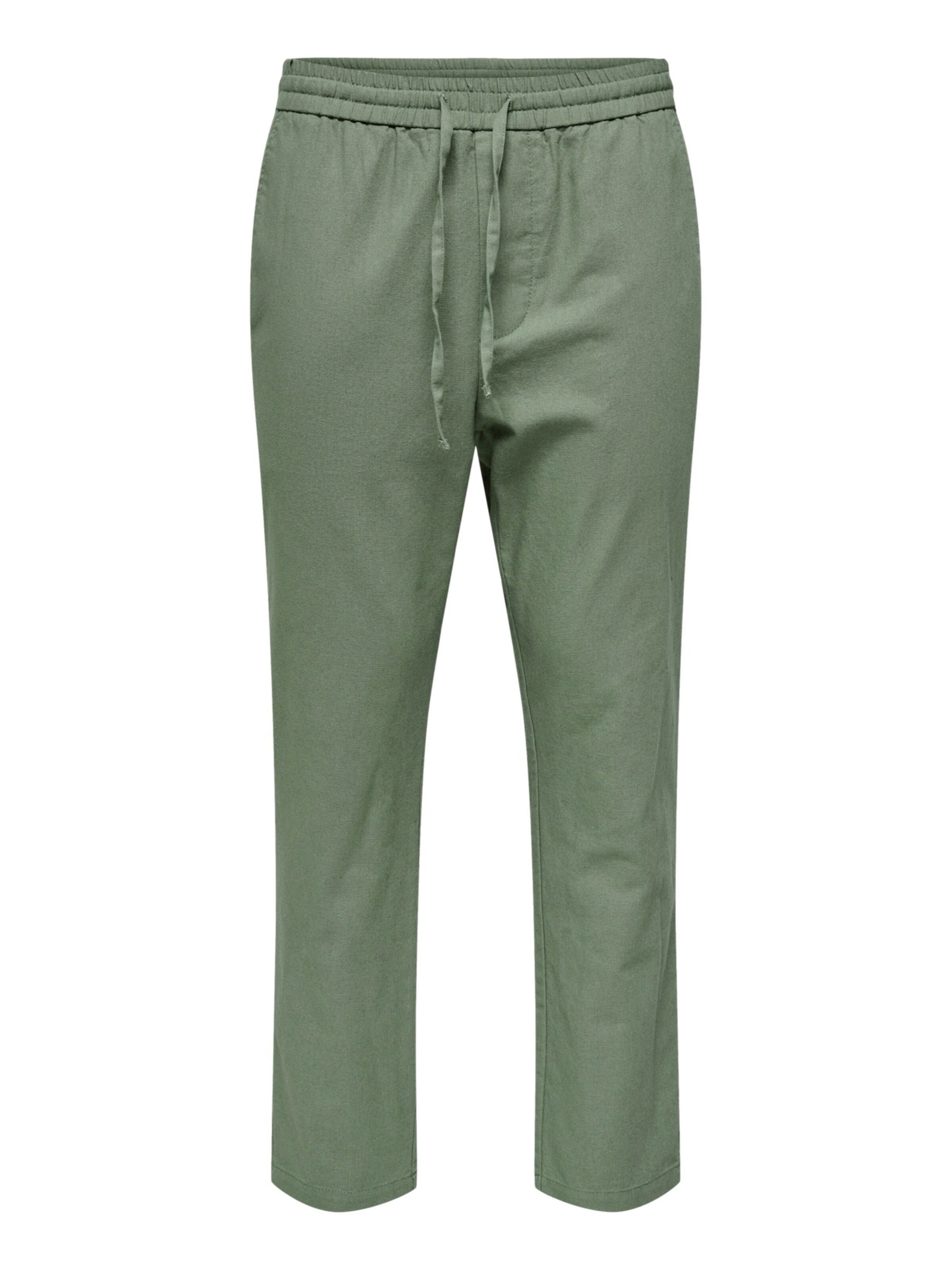 Only & Sons Regular Trousers 'Linus Crop 0007' in Green: front