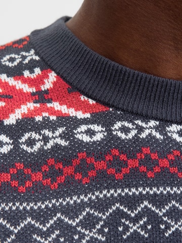 JACK & JONES Πουλόβερ 'JJXMAS FROSTY' σε μπλε