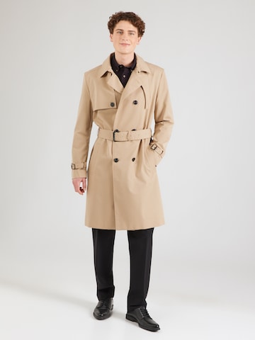 HUGO Ανοιξιάτικο και φθινοπωρινό παλτό 'Maluks' σε μπεζ: μπροστά
