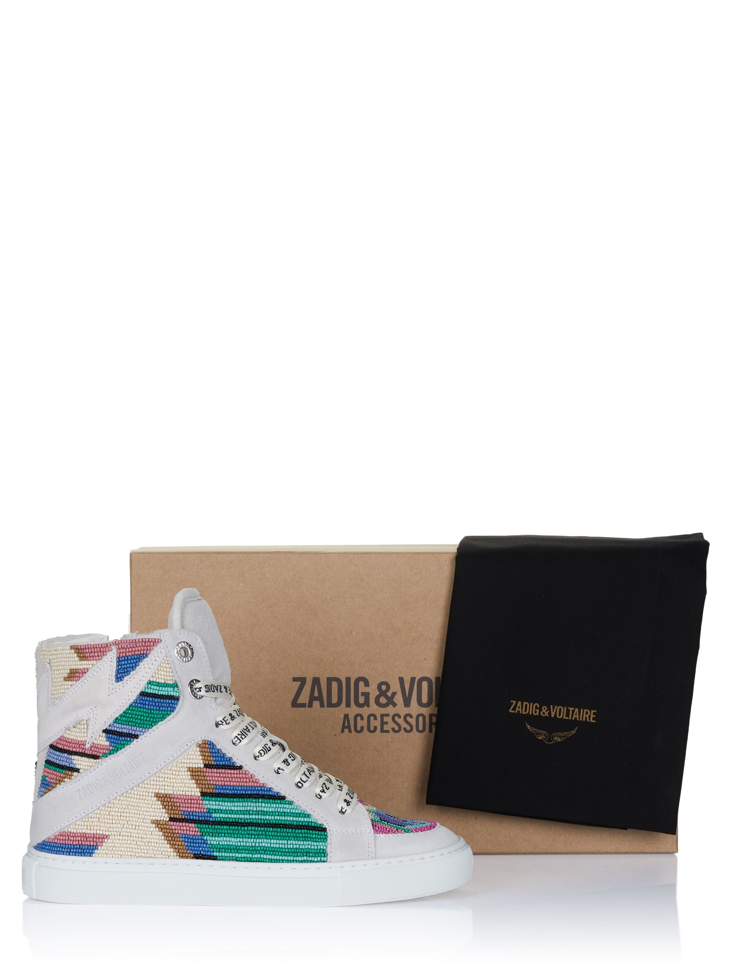 Zadig & Voltaire High-top trainers 'Zadig & Voltaire HIGH FLASH FOLK BEADS Sneaker weiß' in White