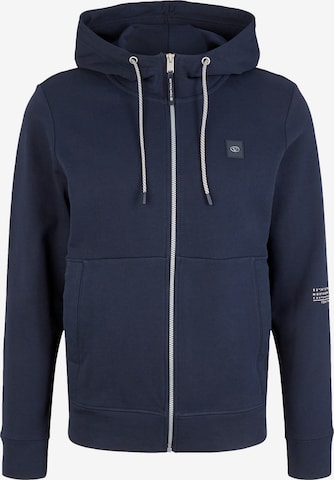 TOM TAILOR Zip-Up Hoodie in Blue: front