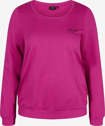 Zizzi Sweatshirt 'Nora' in Roze: voorkant