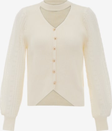 NAEMI Knit Cardigan in White: front