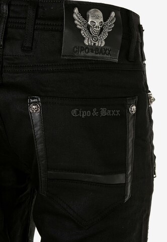 CIPO & BAXX Slimfit Jeans 'Punk Rock' in Schwarz