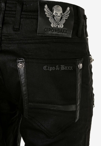 CIPO & BAXX Slimfit Jeans 'Punk Rock' in Zwart