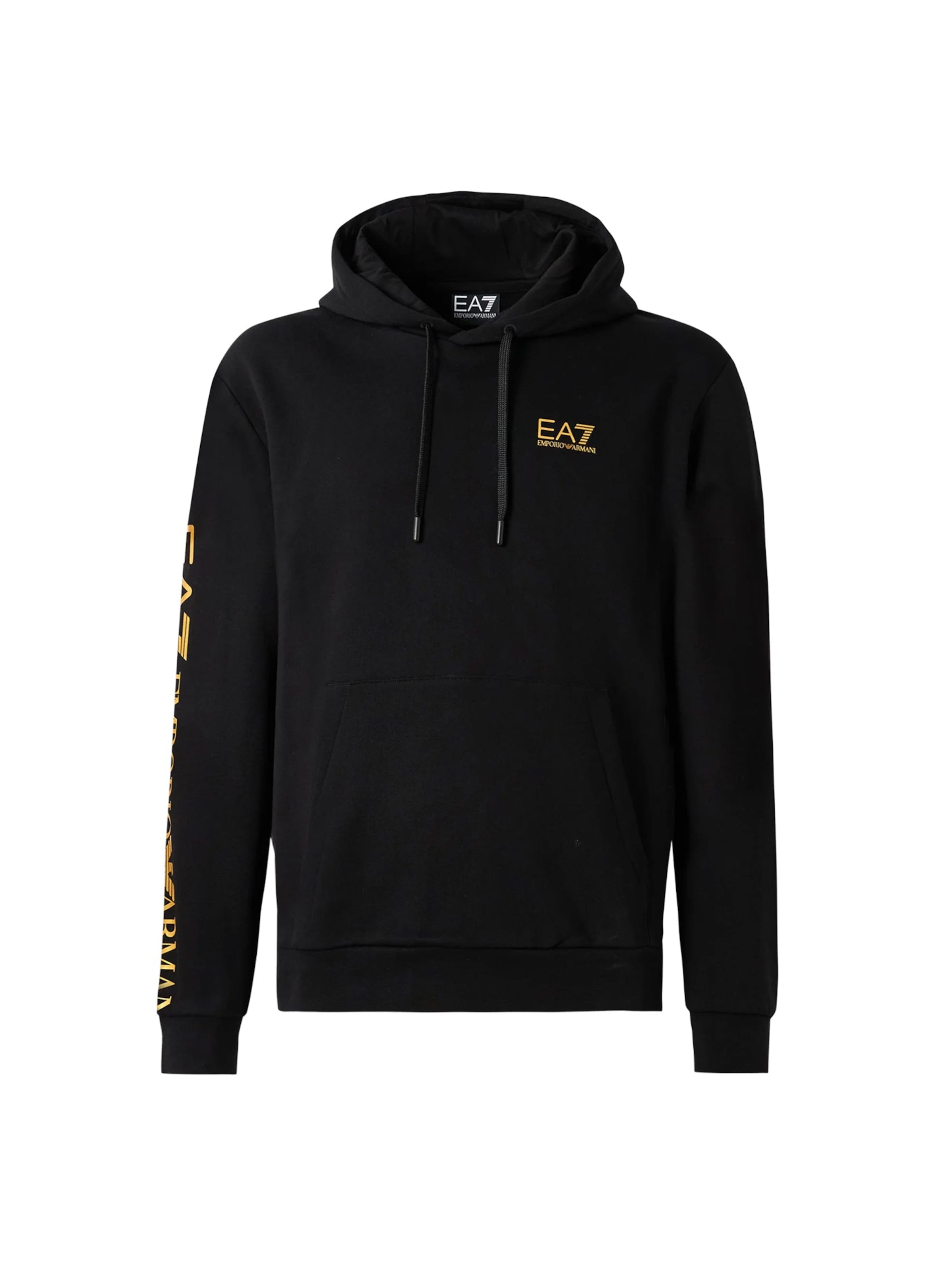 EA7 Emporio Armani Sweatshirt 'Felpa Cappuccio EA7 da Uomo - nero 7M000570MC004 NEROORO' in Zwart: voorkant