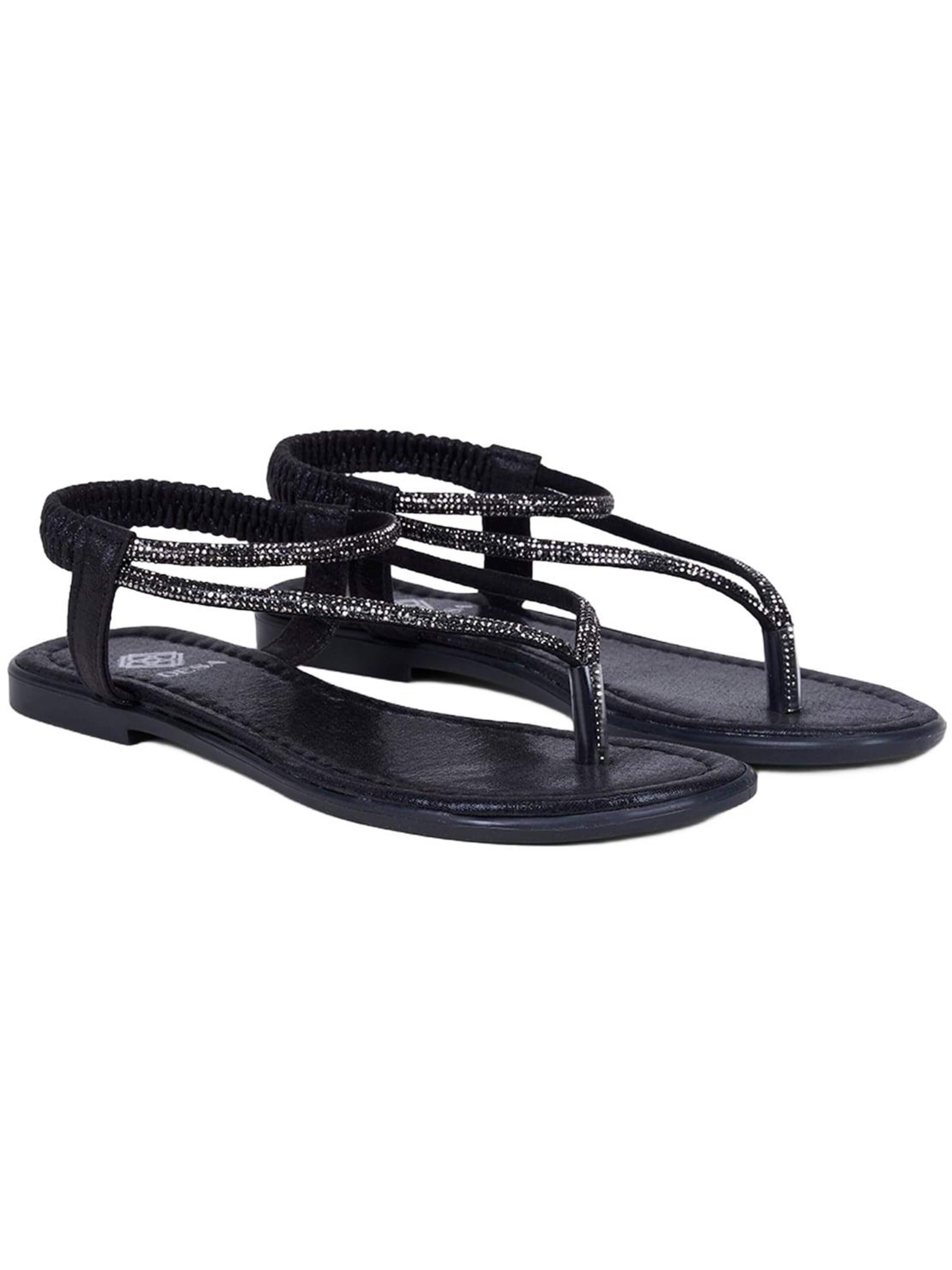 Desa - Sandalias de dedo 'Zehenstegsandalen' en negro: frente