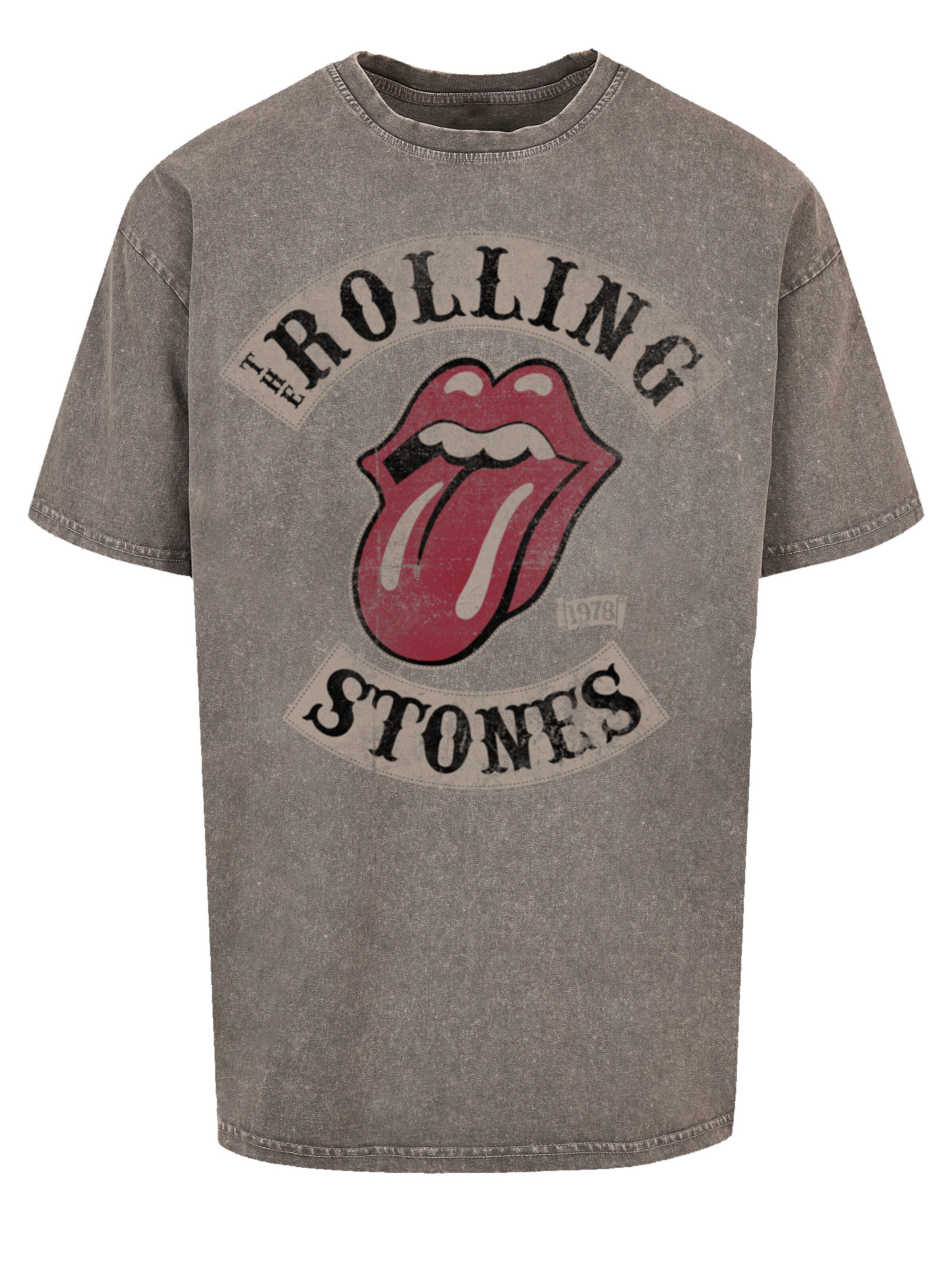 F4NT4STIC Shirt 'The Rolling Stones Tour '78' in Grijs: voorkant