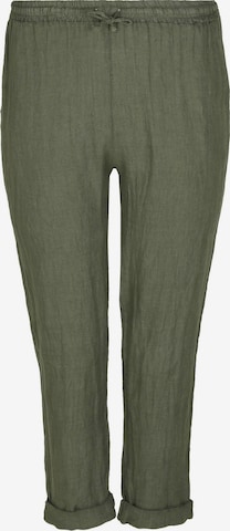 Paprika Pleat-Front Pants in Green: front