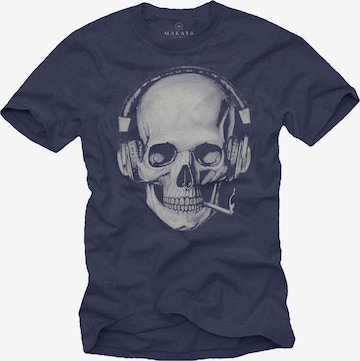 MAKAYA Shirt 'Smoking Skull' in Blue: front