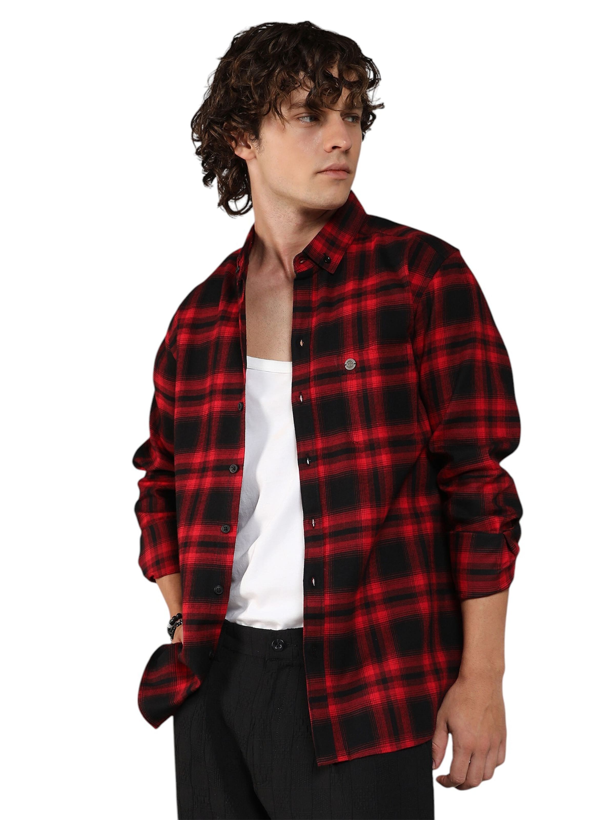 Campus Sutra Comfort fit Overhemd 'Sylva' in Rood