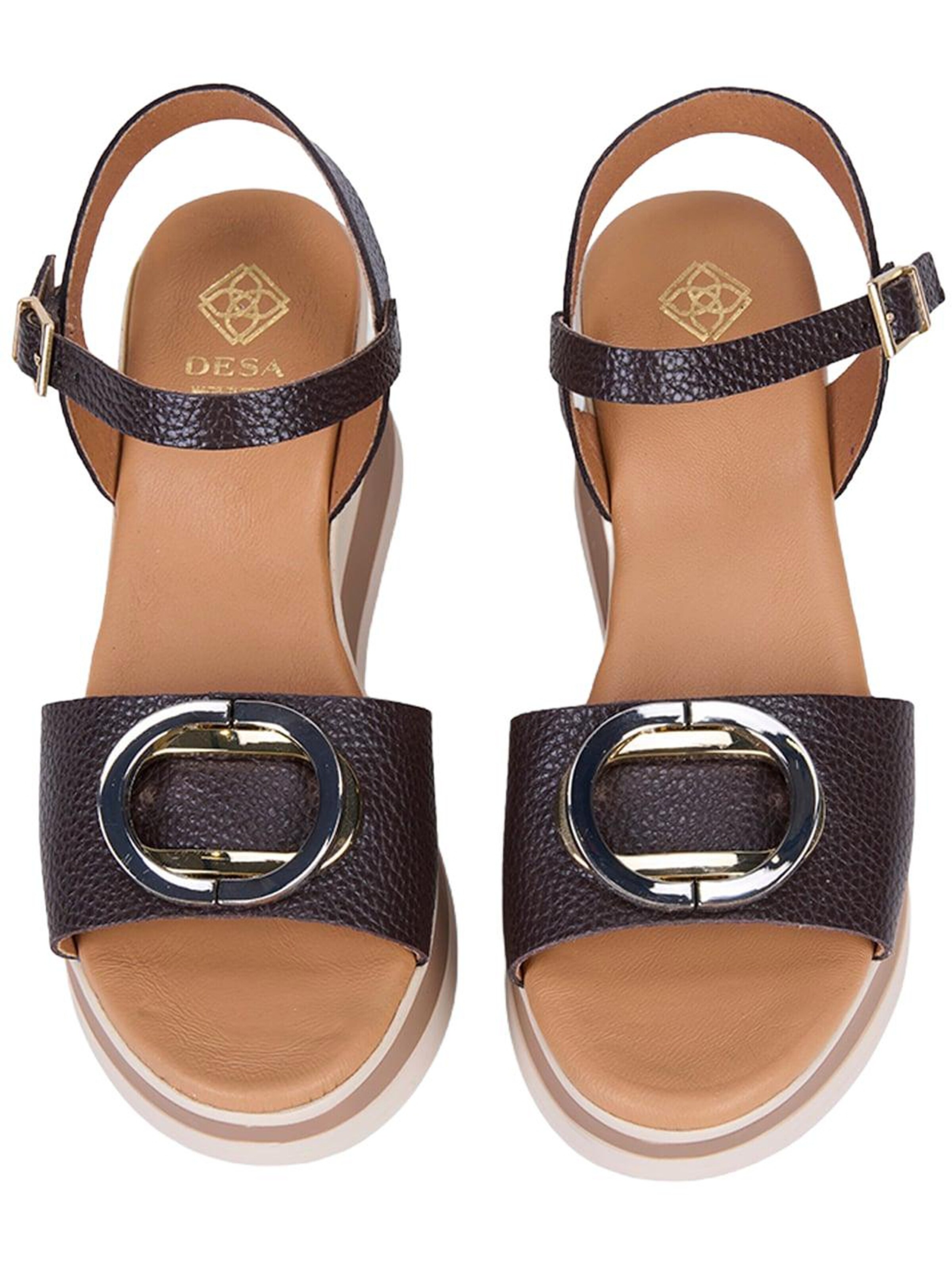 Desa T-bar sandals 'Keilsandalen' in Brown