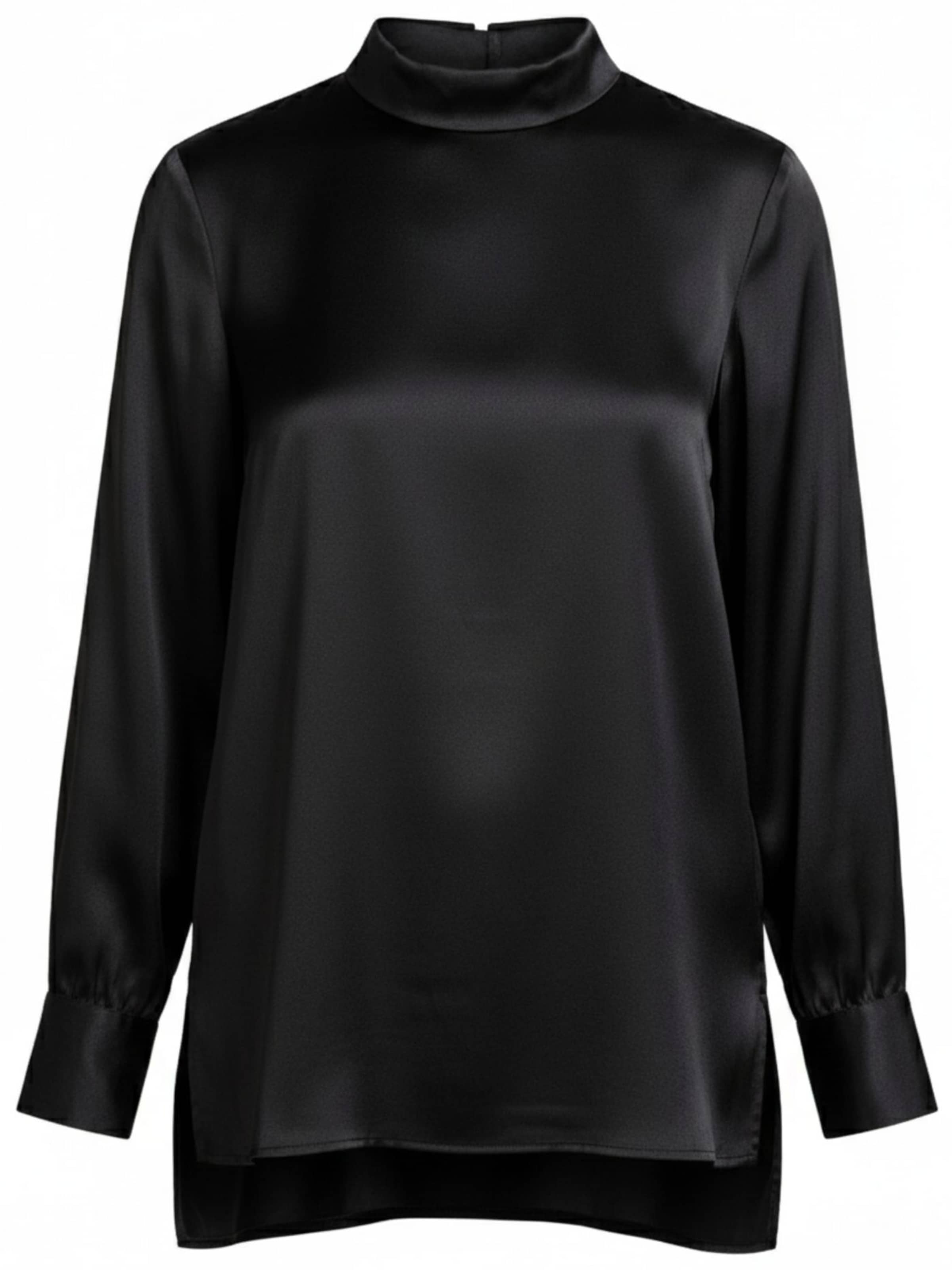 Posh Gear Blouse 'Seidenbluse Satinoseta' in Zwart: voorkant
