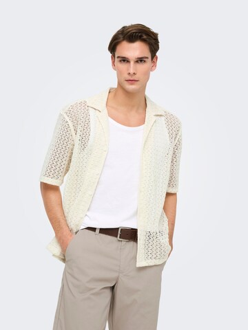 Only & Sons Comfort fit Button Up Shirt 'ONSNovak' in White