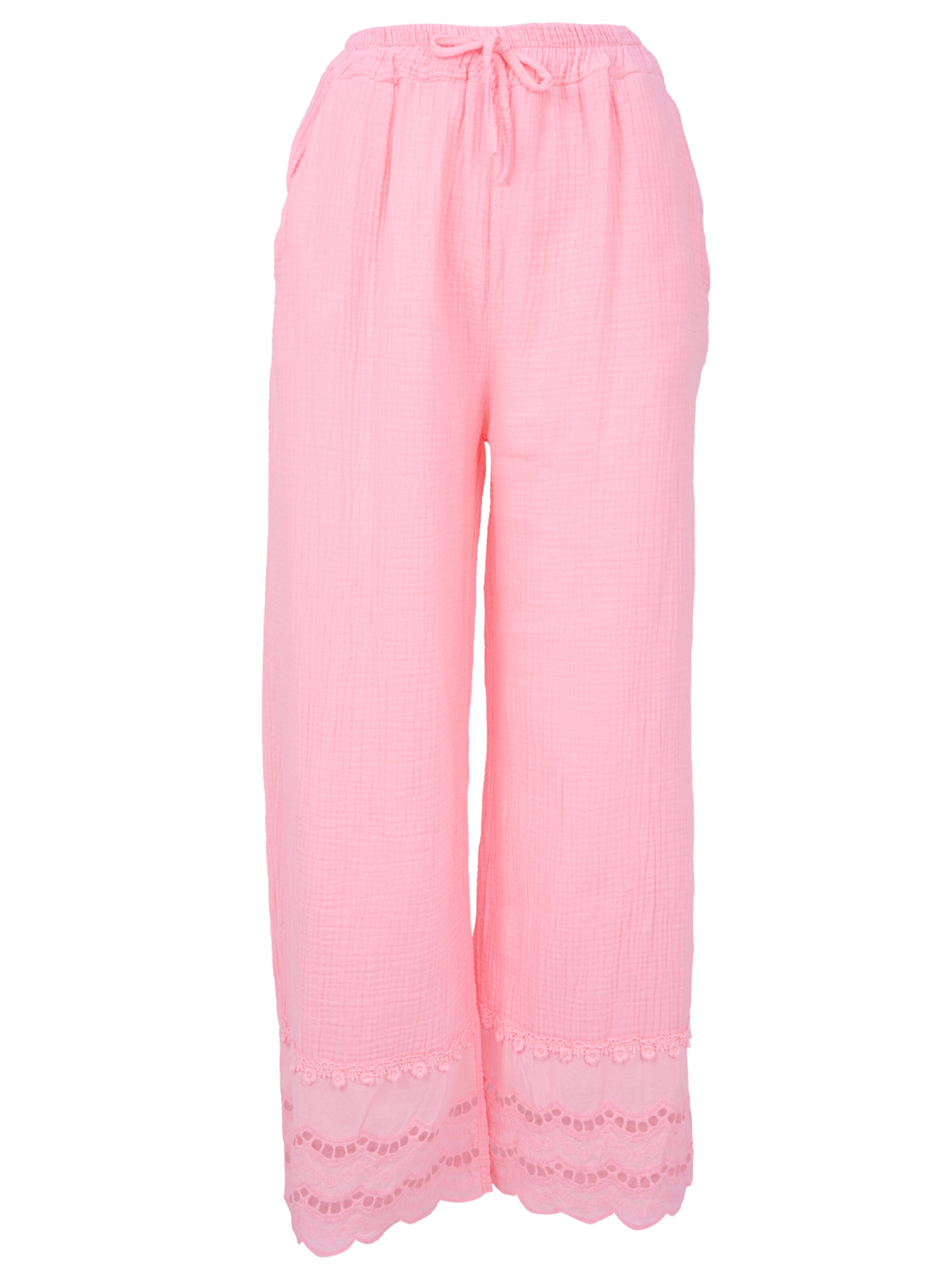 Seasons of April Wide leg Broek 'Ines' in Roze: voorkant