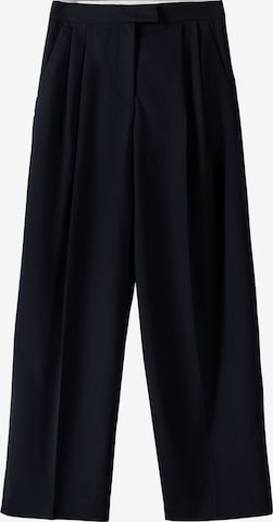 Bershka Wide leg Pleated Pants in Blue: front