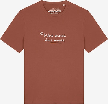 Maglietta 'Was Muss Das Muss' di Watapparel in marrone: frontale