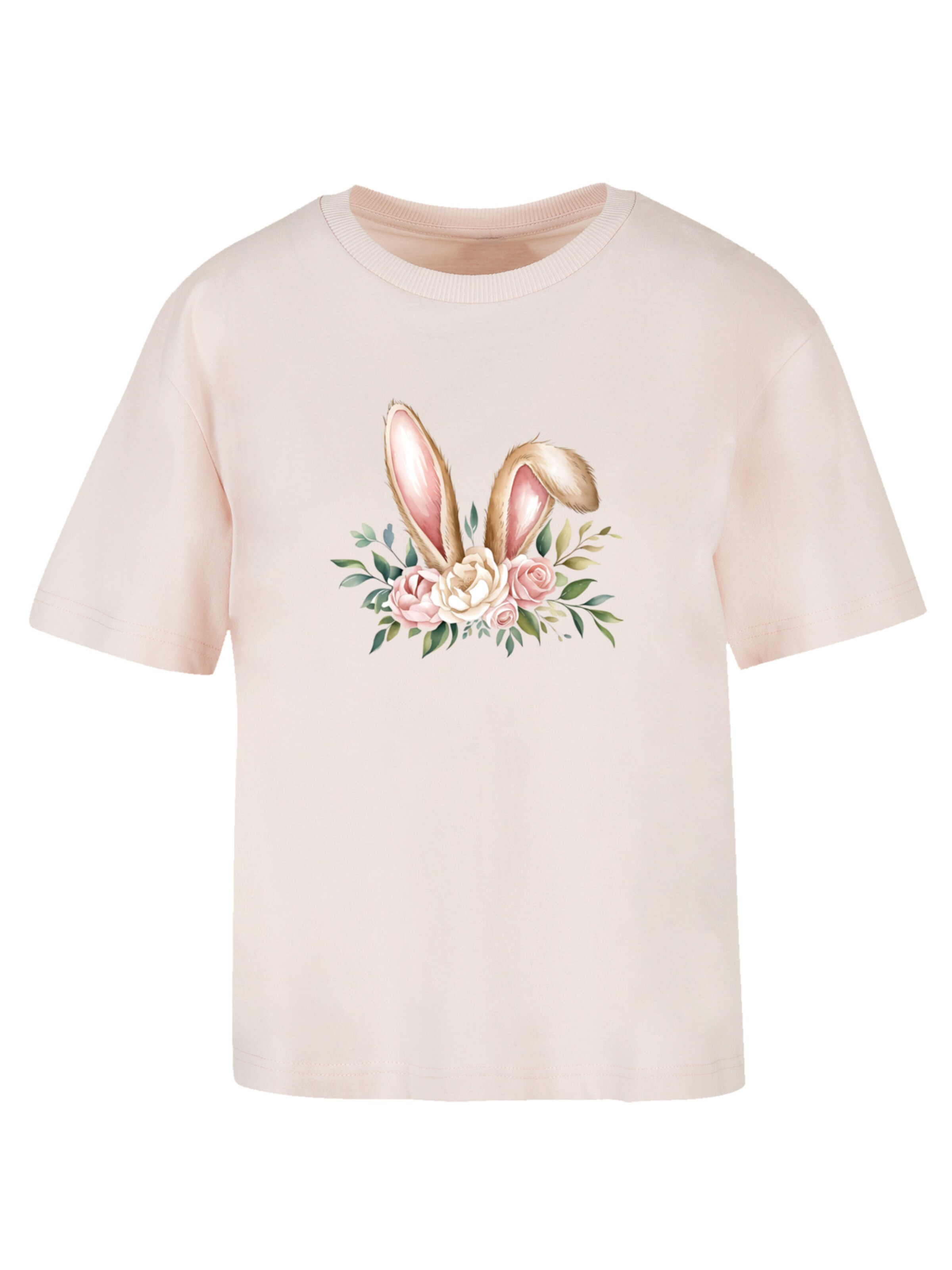 F4NT4STIC Shirt 'Blumen Osterhasen Ohren Dekor' in Pink: front
