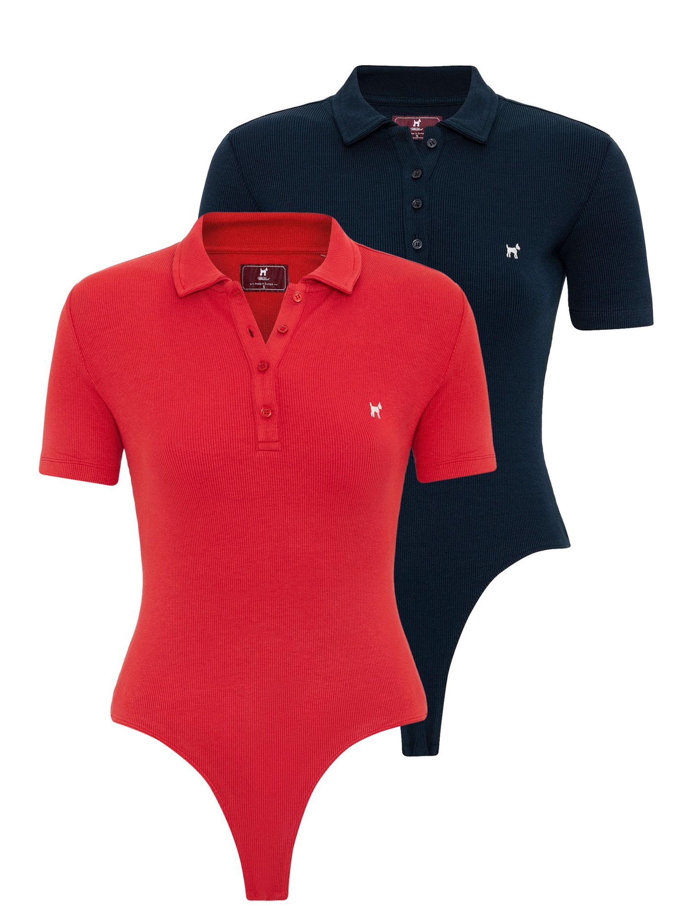 Body a maglietta Williot di colore blu ultramarino / rosso, Visualizzazione prodotti