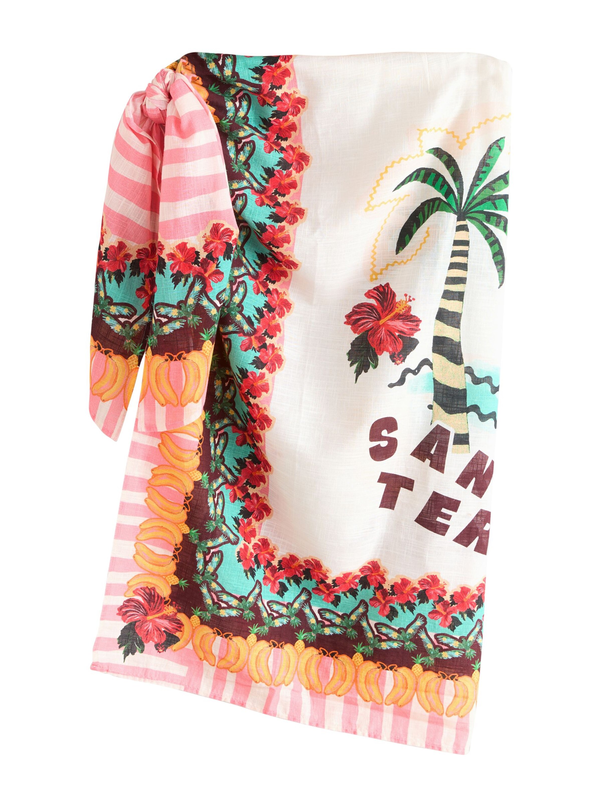 Next Pludmales dvielis, krāsa - nebalināts / tumši zaļa / mandarīnu / rožkrāsas, Preces skats