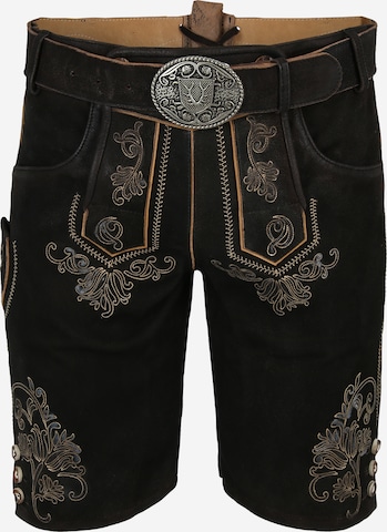 Krüger Buam Regular Traditional Pants in Brown: front