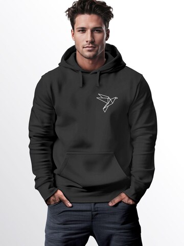Neverless Sweatshirt 'Origami Vogel' in Black