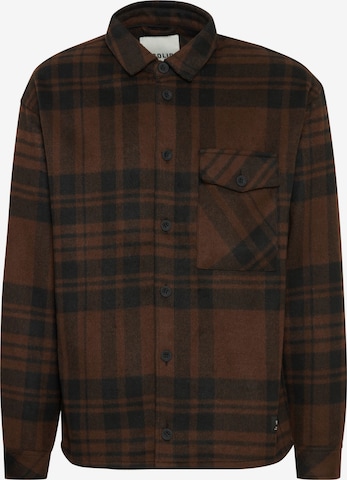 !Solid Button Up Shirt in Brown: front