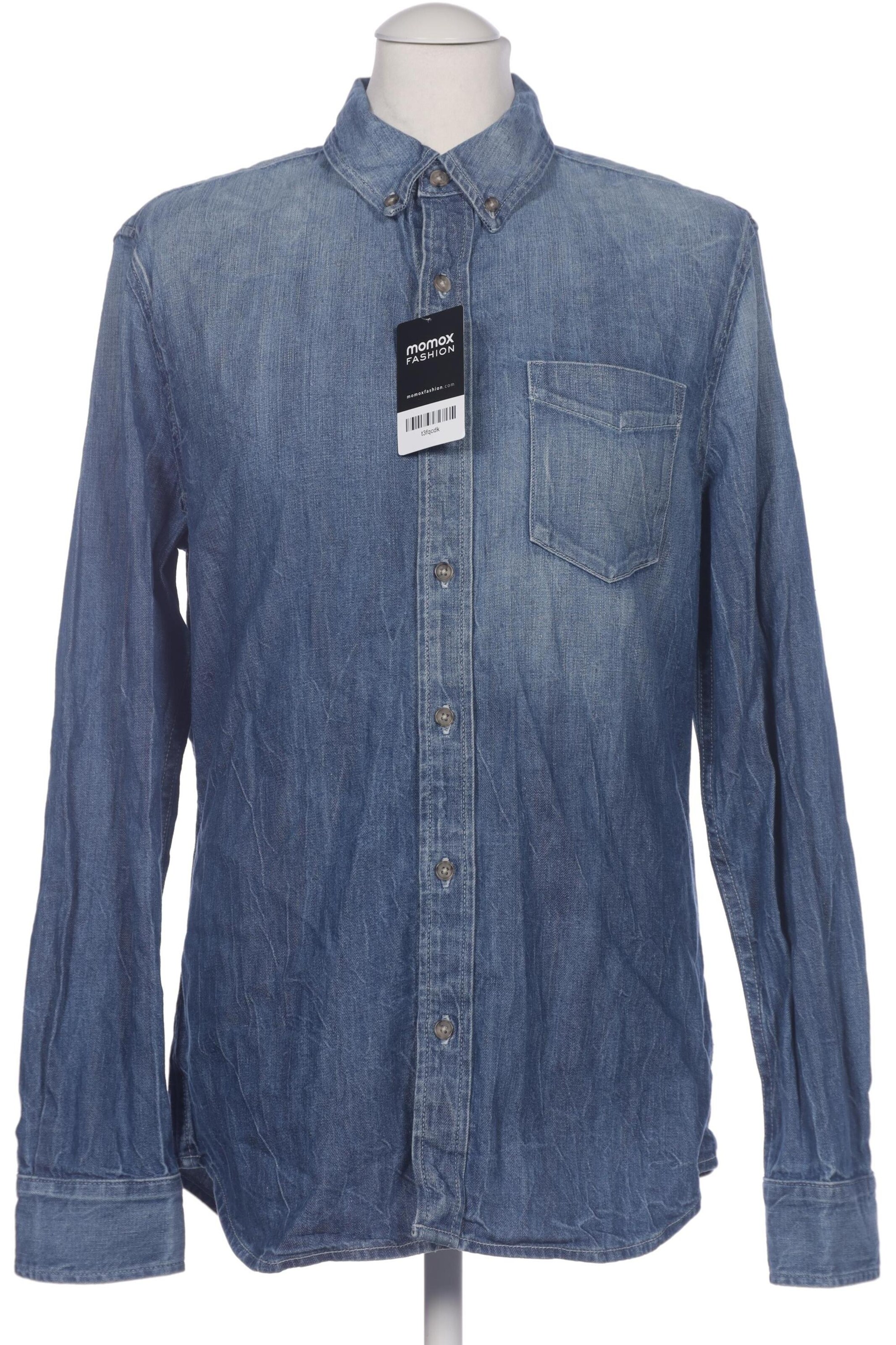 Adriano Goldschmied Button Up Shirt in M in Blue: front
