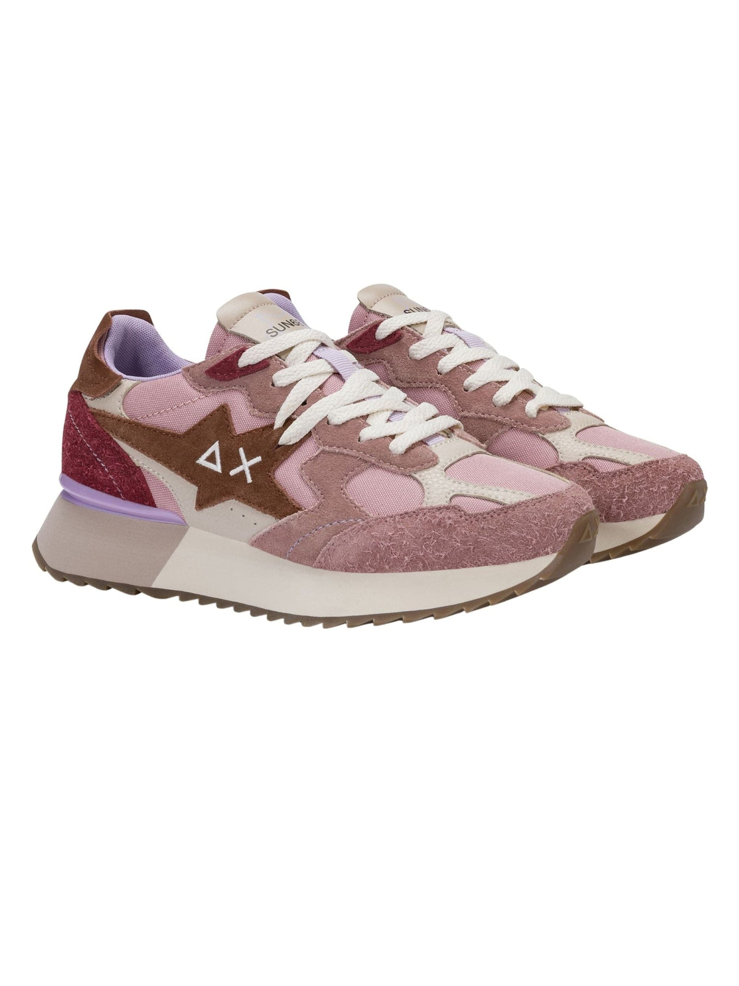 SUN68 Platform trainers 'Women's Platform Sneakers in Suede and Fabric' in Purple