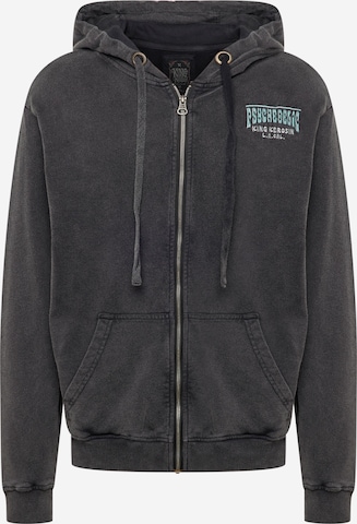 King Kerosin Zip-Up Hoodie in Black: front