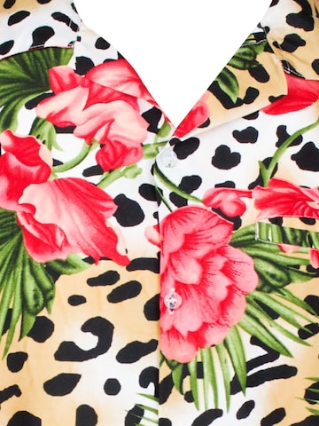 King Kameha Shirt 'Leopard Flowers' in Beige