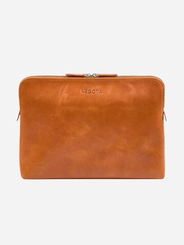 NEGOTIA Leather Laptop Bag 'Carry All 14''' in Brown: front