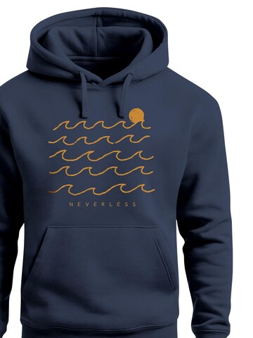 Neverless Sweatshirt 'Wellen Sonne' in Blau