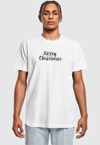 Merchcode Shirt 'Merry Christmas Lights' in Wit: voorkant